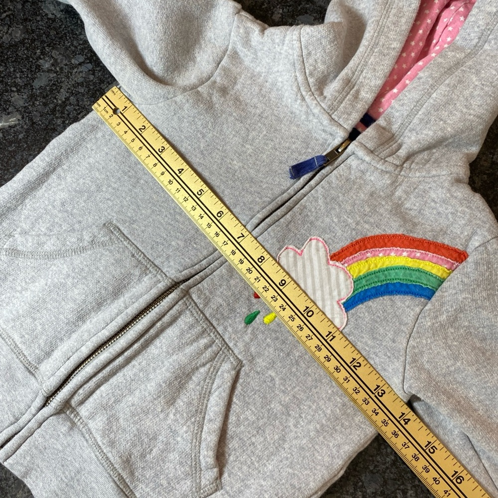 Mini Boden Girls 5-6 Gray Rainbow Zip Up Hooded Sweater - Picture 3 of 8